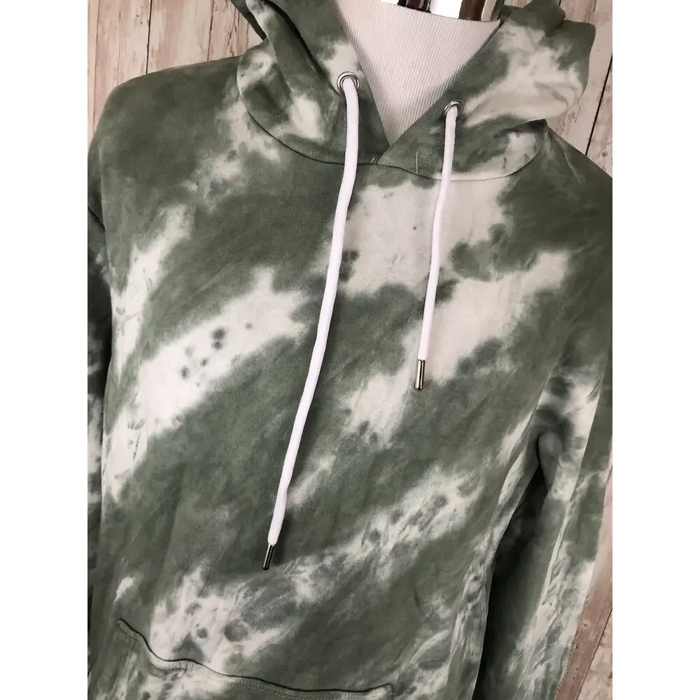 Boohoo Hoodie Mens Small Camouflage Tie Dye Sweatshirt Green Pullover N113